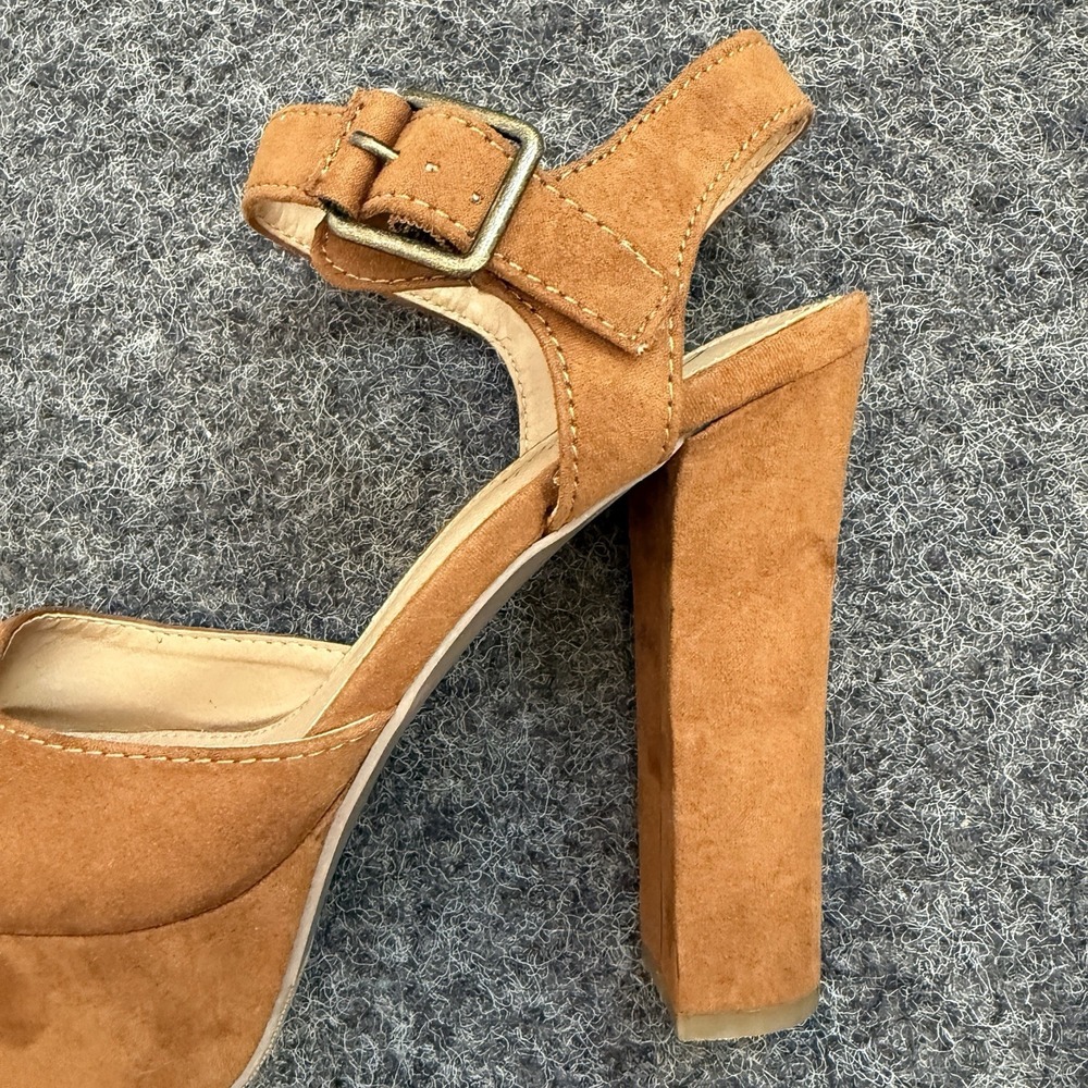 Candie's Baskin Platform Sandals Faux Suede Tan - Picture 13 of 14
